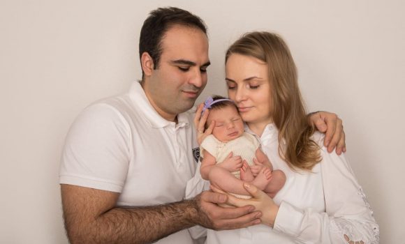 фотосессия с новорожденным и мужем
